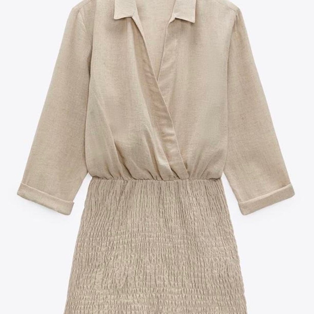 Zara Elegant Beige Wrap Valery Dress - Picture 9 of 9